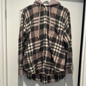 American Eagle Outfitters Plaid Hooded Jacket